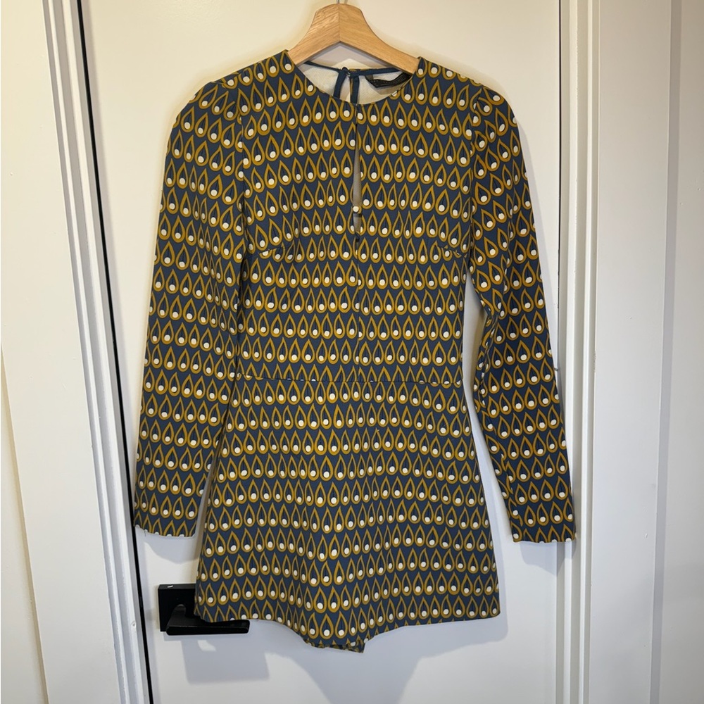Zara Yellow and Blue Long Sleeve Dress